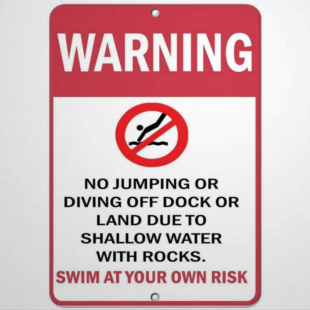 Warning No Jumping Diving Due to Shallow Water with Rocks Warning Sign ...