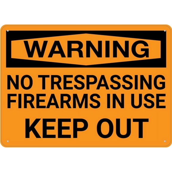 Warning No Trespassing Firearms In Use Keep Out Sign Outdoor, Uv Printed Rust Free Aluminum 12 X 8 In,Yard Sign For Home, Business, Driveway Alert