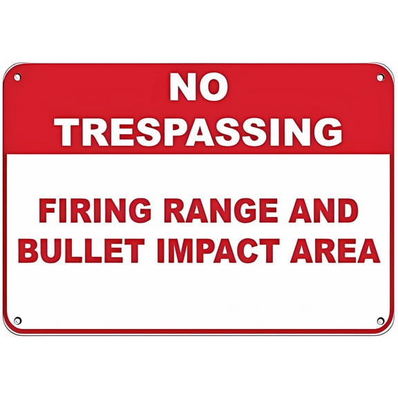 Warning No Trespassing Firing Range and Bullet Impact Area Sign - 8"x12" Aluminum Metal Tin Sign, Business Safety Marker