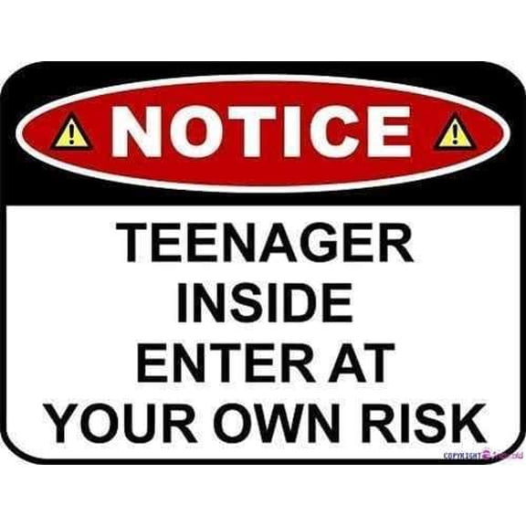 Warning Notice Teenager Inside Enter at Your Own Risk Sign Outdoor Security Farm Yard Warning Decoratives Metal Sign 8 X 12 Inch