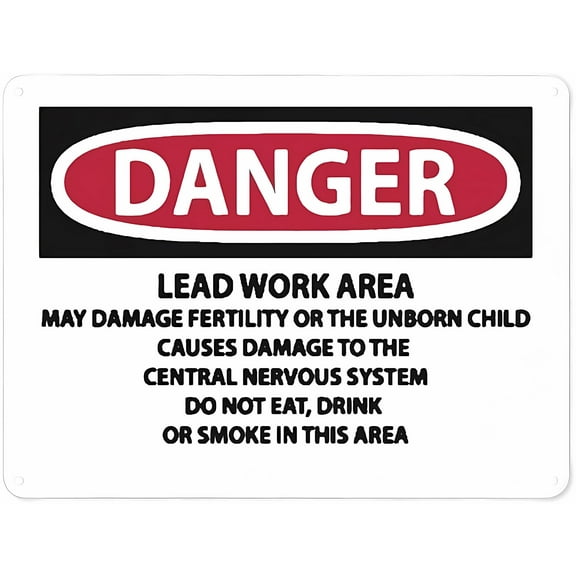 Warning Notice Traffic Sign Danger Lead Work Area - 8"x12" Aluminum Safety Tin Road Sign for Construction Renovation Industrial Workplace