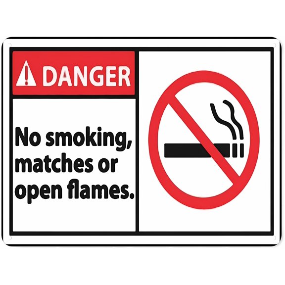 Warning Notice Traffic Sign Danger No Smoking, Matches1 - 8"x12" Aluminum Safety Tin Road Sign for Office Break Room Factory Warehouse Workplace