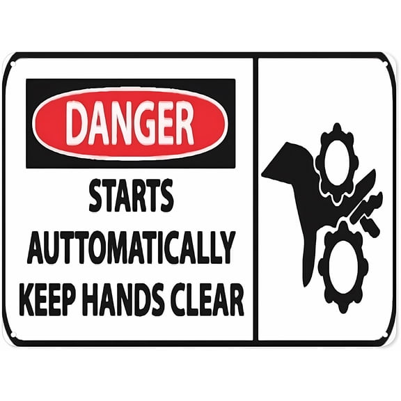 Warning Notice Traffic Sign Danger Starts Automatically Keep Hands Clear - 8"x12" Aluminum Safety Tin Road Sign for Machinery, Factory Workplace