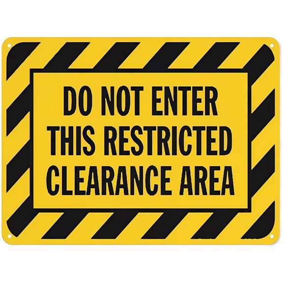Warning Notice Traffic Sign Do Not Enter This Restricted Clearance Area - 12×8 Inches, Aluminum Safety Tin Road, Workplace Safety Decor