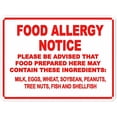 thumbnail image 1 of Warning Notice Traffic Sign Food Allergy Notice Please Be Advised 3 - 12×8 Inches, Aluminum Safety Tin Road, Restaurant Cafe Workplace Decor, 1 of 6