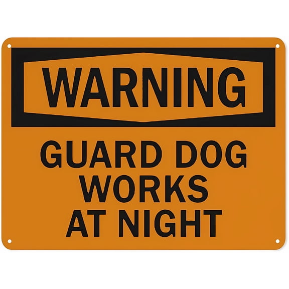 Warning Notice Traffic Sign - Guard Dog Works at Night, 8"x12" Aluminum Safety Tin Sign, Workplace Sign, Dog Security Alert, Outdoor Traffic Sign