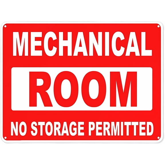 Warning Notice Traffic Sign - Mechanical Room No Storage Permitted, 8"x12" Aluminum Safety Tin Sign, Workplace Sign, Facility Rule, Indoor Outdoor Alert