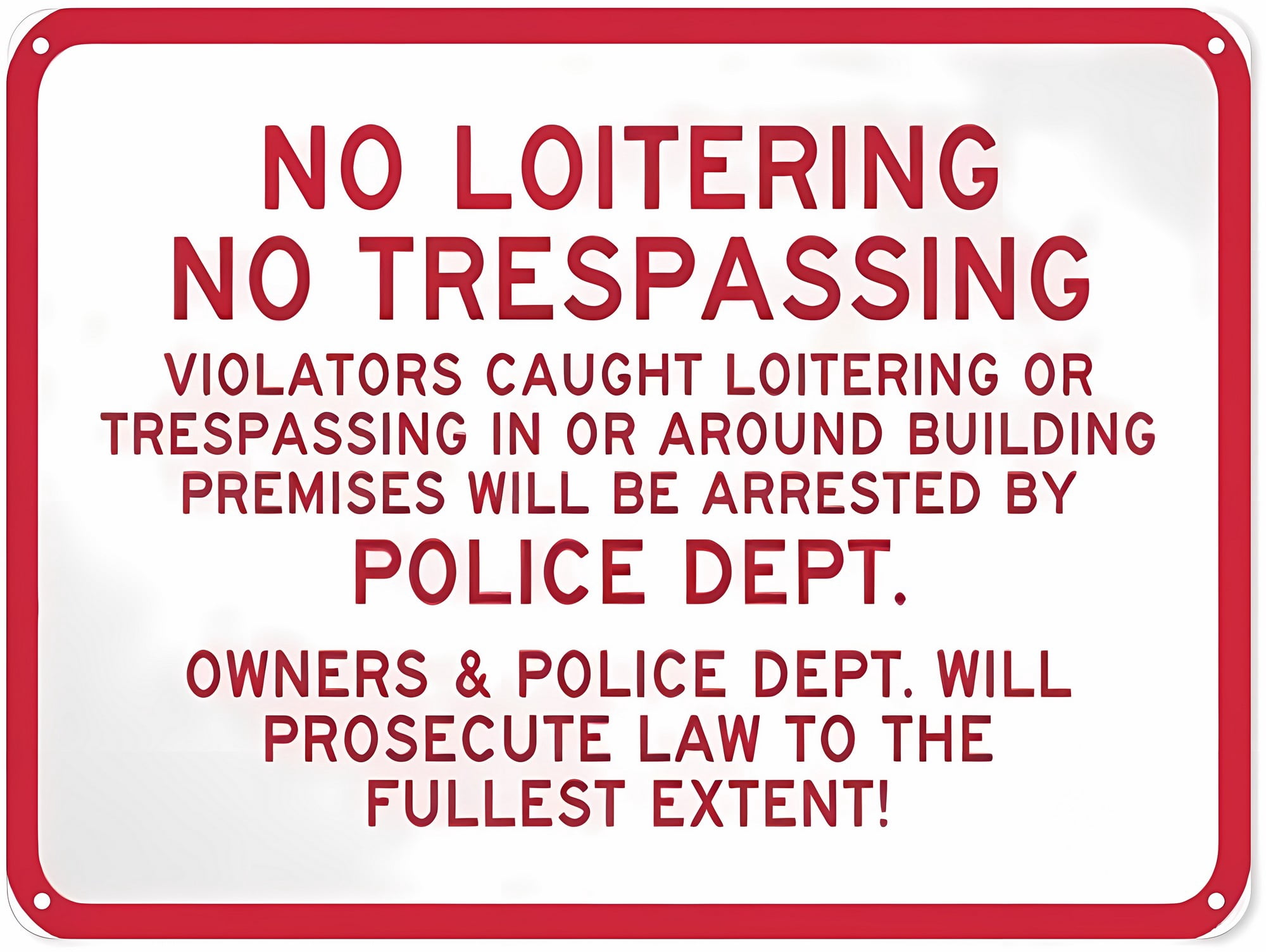 Warning Notice Traffic Sign No Trespassing No Loitering Violators ...