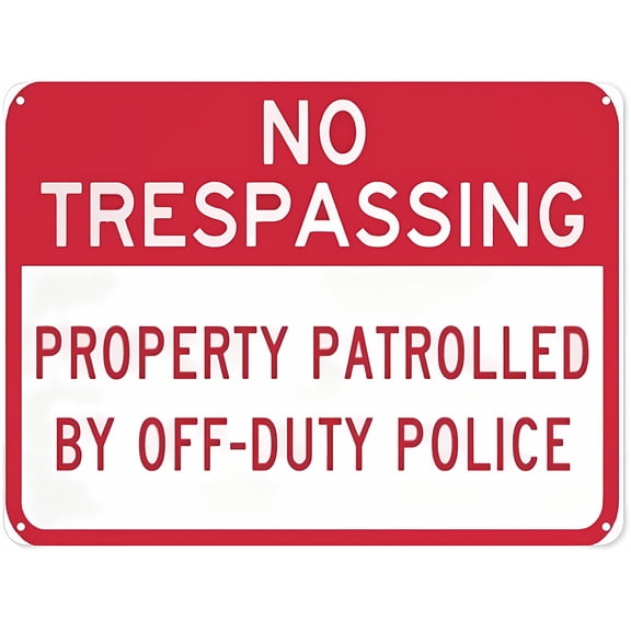 Warning Notice Traffic Sign No Trespassing Property Patrolled by Off-Duty Police - 8"x12" Aluminum Safety Tin Road Sign for Commercial Site, Office Park