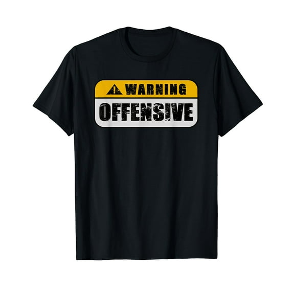Warning Offensive Sign Funny Joke Distressed T-Shirt