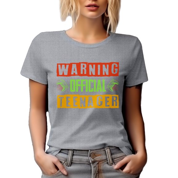 Warning, Official Teenager, Teen Video Gamer's Birthday, Heather Grey T-Shirt, Large
