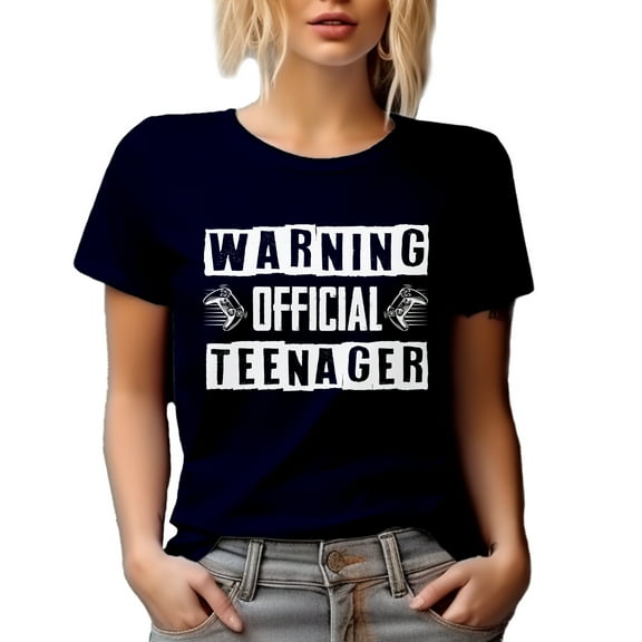 Warning, Official Teenager - Teen Video Gamer's Birthday, Navy Blue T-Shirt, Large