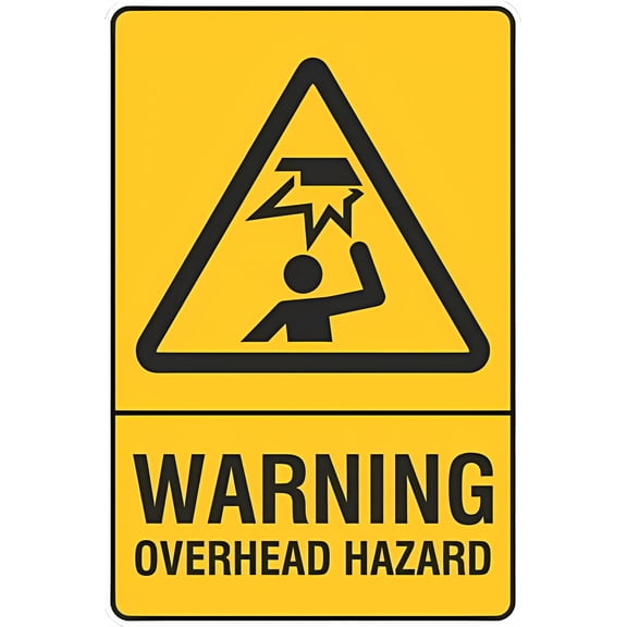Warning Overhead Hazard Safety Metal Tin Sign - 8"x12", Decor for Garage, Man Cave, Home, Industrial/Construction Zones