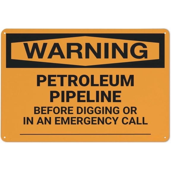 Warning Petroleum Pipeline - Before Digging Emergency Call Sign 8"x12" - Home Kitchen Farm Garden Garage Wall Decor, Petroleum Pipeline Sign