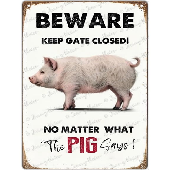 Warning Pig Says - Funny No Trespassing Sign, Farmhouse Decoration and Pig Farm Warning Signage, Pig Vintage Tin Signs, Gift for Poultry Owners, Use Indoors or Outdoors 12x16 inches