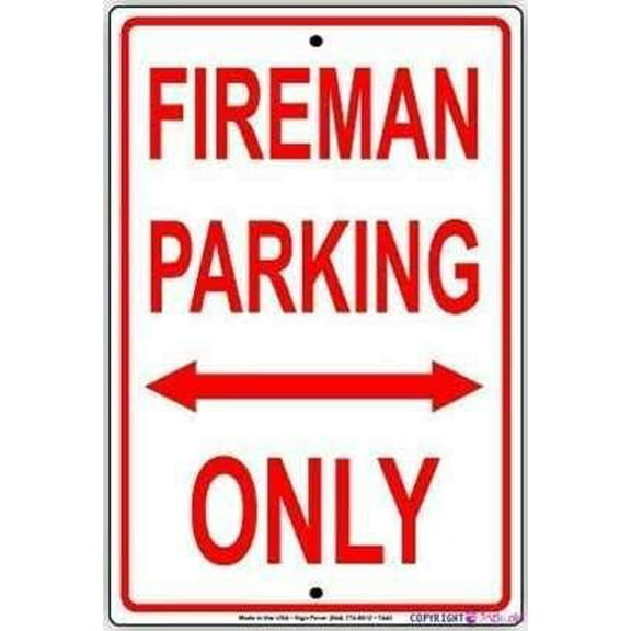 Warning Plaque Fireman Parking Only Beware Alert Notice 8''x12'' Decor Metal Sign Wall For Outdoor & Indoor