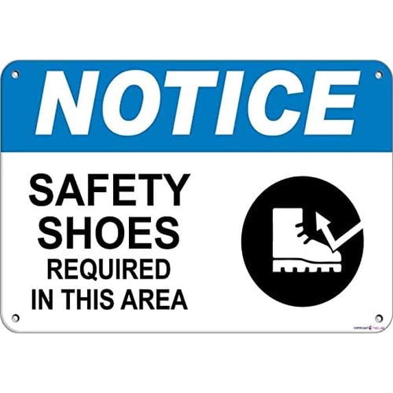 Warning Plaque Metal Tin Signs Notice Safety Shoes Required In This Area Notice S 8''x12'' Decor Metal Sign Wall Office For Outdoor & Indoor