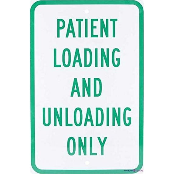 Warning Plaque Metal Tin Signs Patient Loading And Unloading Only Green On White 8''x12'' Decor Metal Sign Wall Office For Outdoor & Indoor