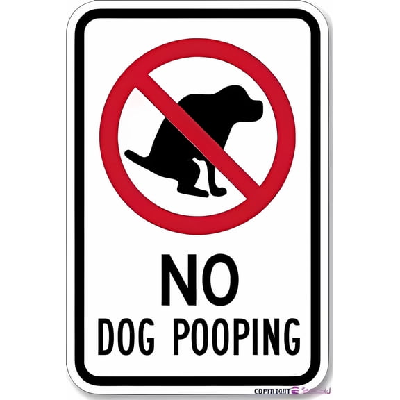 Warning Plaque No Dog Poop With Dog Poop Symbol - 8"x12" Metal Tin Sign, Pet Waste Decor for Outdoor Indoor Home Business Office
