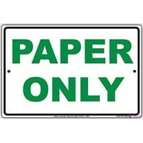 Warning Plaque Paper Only Environment Recycle Green Letterss 8''x12'' Decor Metal Sign Wall For Outdoor & Indoor