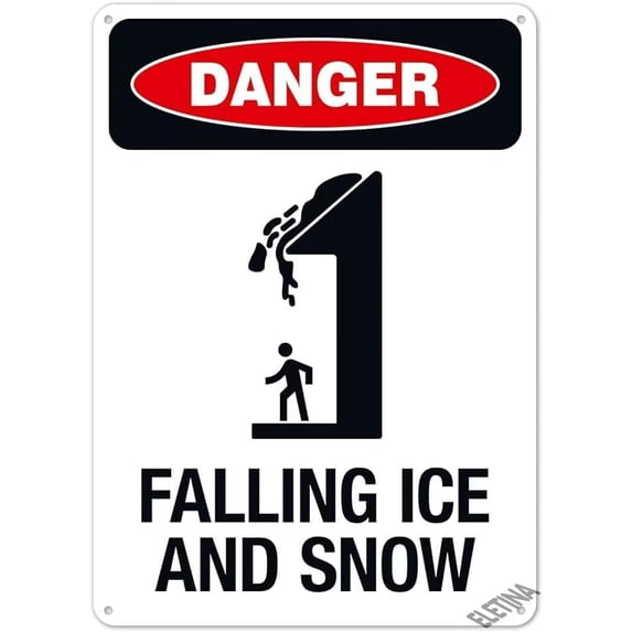 Warning Plaque Sign-Danger Falling Ice and Snow Sign Courtyard ...