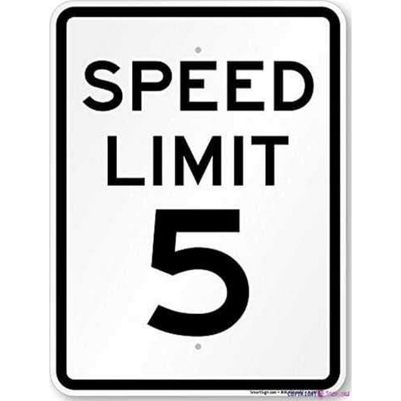 Warning Plaque Speed Limit 5 Mph, Engineer Grade Metal Tin Signs Wall Art Decor Safety Warning For Outdoor & Indoor 8 X 12 Inch