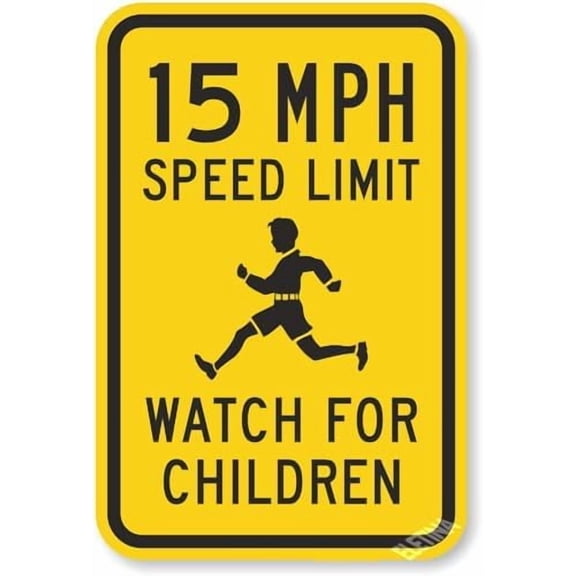 Warning Plaque Wall Decor 25 MPH Speed Limit - Watch For Children Sign Road Sign Business Sign Aluminum Metal Tin Sign 12x8 Inch