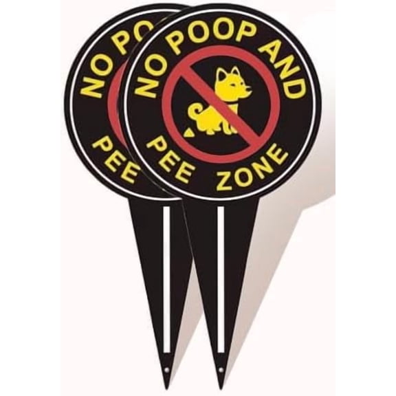Warning Plaque Wall Decor - No Peeing/Pooping Dog Sign, Stop Dogs from Pooping and Peeing on Your Lawn - Metal Tin Sign, 6 x 12 Inch, 2 Pack