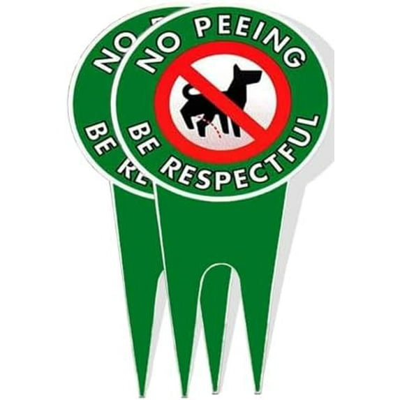 Warning Plaque Wall Decor - No Peeing/Pooping Dog Sign, Stop Dogs from Pooping and Peeing on Your Lawn - Metal Tin Sign, 6 x 12 Inch, 2Pack
