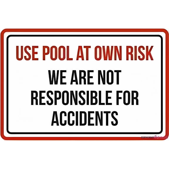 Warning Pool Rules and Security Sign Use at Own Risk Not Responsible for Accidents - 8"x12" Spa Gift Plaque Metal Aluminum