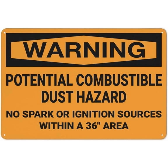 Warning Potential Combustible Dust No Spark 36 Inches Sign 8"x12" Rust Free Aluminum - UV Printed Outdoor Yard Sign for Home Business Driveway Alert, Combustible Dust Sign