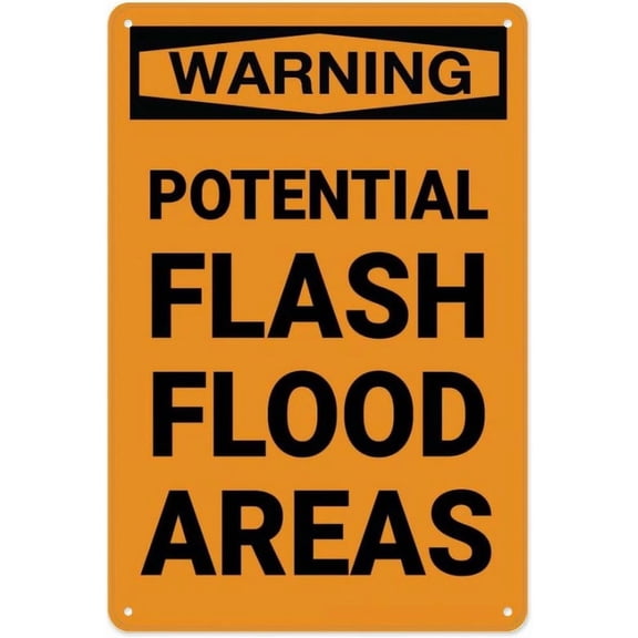 Warning Potential Flash Flood Areas Sign 8"x12" Rust Free Aluminum - UV Printed Outdoor Yard Sign for Home Business Driveway Alert, Flash Flood Warning Sign