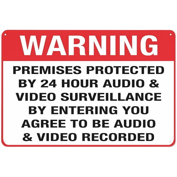 Warning Premises Protected, 8"x12" Outdoor Safe Alert Sign, Home Business Driveway Sign, Property Security Plaque