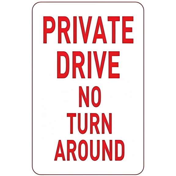 Warning Private Drive No Turn Around Sign 8"x12" - Aluminum Tin Traffic Decor for Home Business Driveway Road