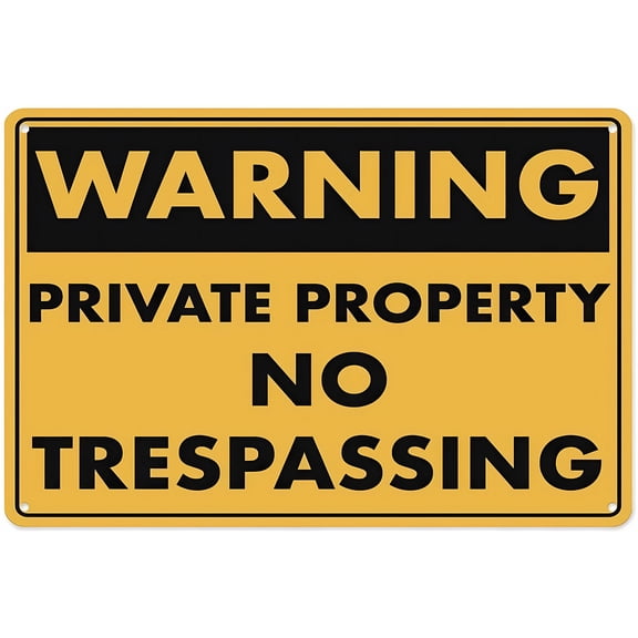 Warning Private Property No Trespassing, 8"x12" Vintage Tin Metal Sign, Home Farm Bar Coffee Shop Club Wall Decor, No Trespass Alert