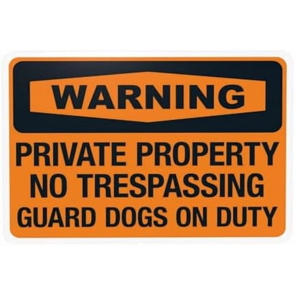 Warning Private Property No Trespassing Guard Dogs On Duty Warning Sign, Beware Of Dog Security Metal Signs for Home Busines Outdoor Indoor Wall Caution Decor 12 x 8 Inch