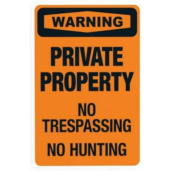 Warning Private Property No Trespassing No Hunting Warning,Private Property Security Metal Signs for Busines Home Road Yard Garage Street Wall Caution Decor 8 x 12 Inch