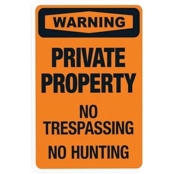 Warning Private Property No Trespassing No Hunting Warning Sign, Private Property Metal Signs for Business Home Road Yard Garage Street Wall Caution Custom Decor 8 x 12 Inch