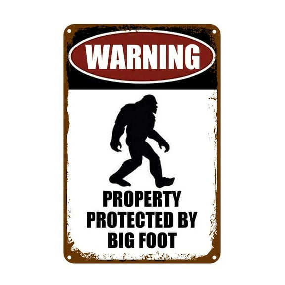 Warning Property Protected By Big Foot Funny Metal Decor Gift Sign Bigfoot Yard Decor Sign Vintage Funny Sasquatch Signs Bigfoot Garden Decor Bigfoot Sasquatch Funny Signs For Forestes ( 8 x 12 inch )