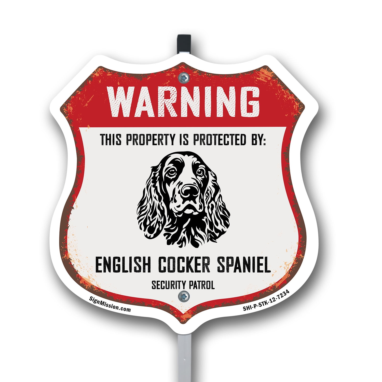 Warning This Property is Protected by English Cocker Spaniel 12 inch X ...
