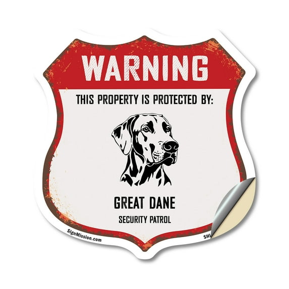 Warning This Property is Protected by Great Dane (2 Pack) 6 inch X 6 inch Shield Shaped Heavy Duty 3.2 mil Vinyl Decals Weather Resistant Made in the USA