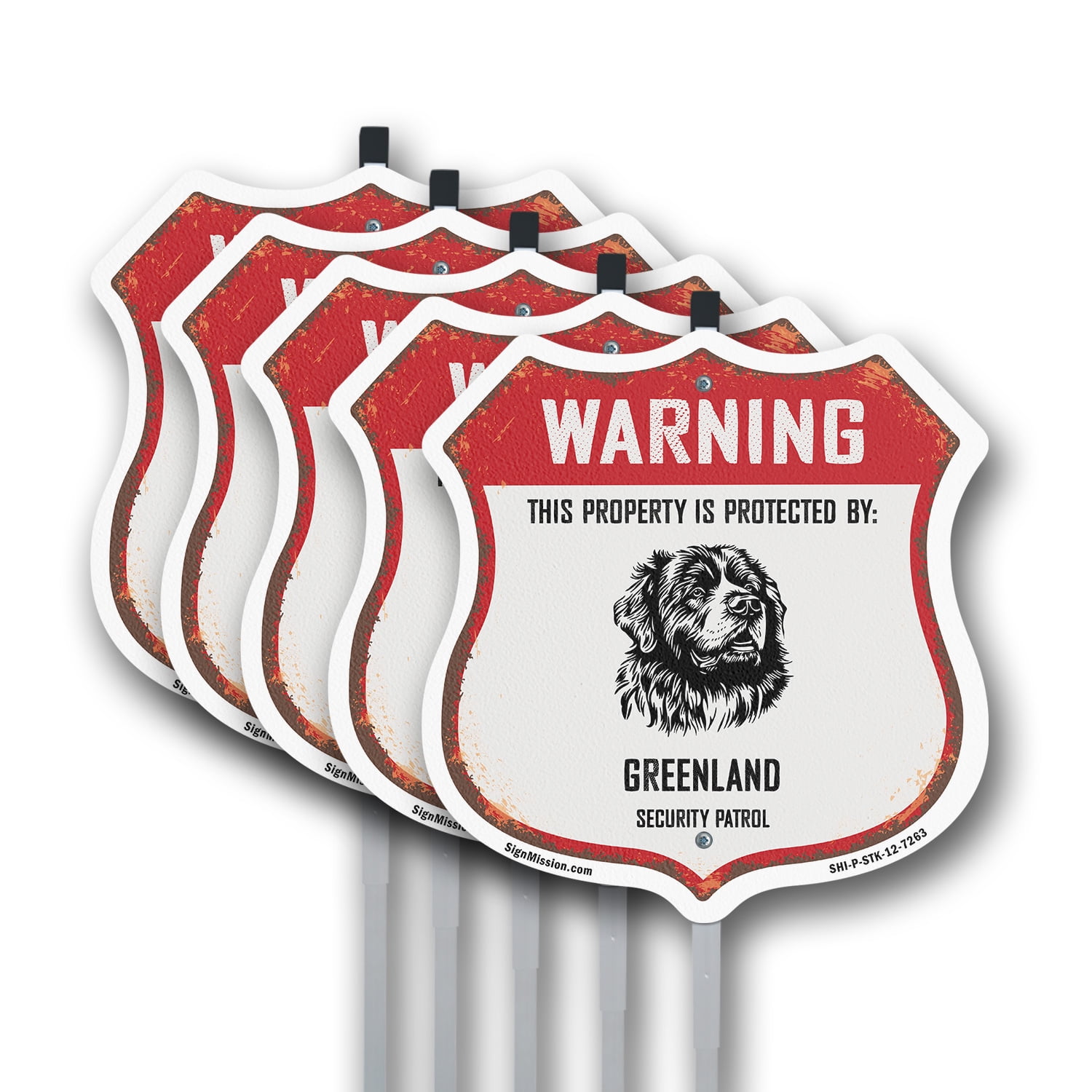 Rust Property. Sign Warning This Property is Protected by Greenland (5 Pack) 12 inch X 12 ...
