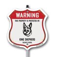 thumbnail image 1 of Warning This Property is Protected by King Shepherd 12 inch X 12 inch Shield Shaped Rust-Free Aluminum Metal Sign with Aluminum Mounting Stake Weather Resistant Made in the USA, 1 of 8