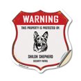 thumbnail image 1 of Warning This Property is Protected by Shiloh Shepherd 12 inch X 12 inch Shield Shaped Heavy Duty 3.2 mil Vinyl Decal Weather Resistant Made in the USA, 1 of 5