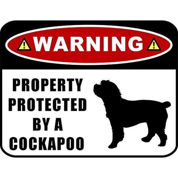 Warning Property Protected by a Cockapoo (Metal Aluminum Sign) Dog Sign Size: 16 x 12 Inch