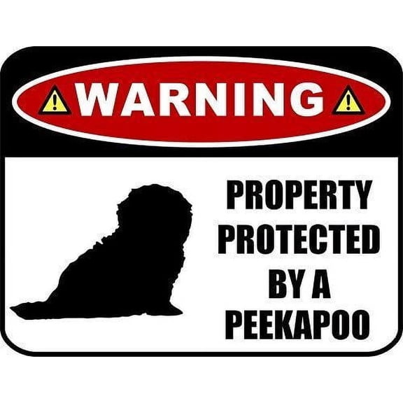 Warning Property Protected by a Peekapoo (Metal Aluminum Sign) Dog Sign Size: 8 x 12 Inch