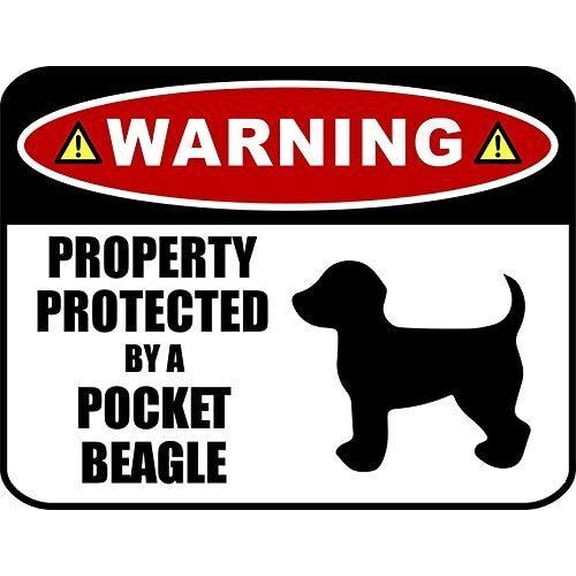 Warning Property Protected by a Pocket Beagle (Metal Aluminum Sign) Dog Sign Size: 16 x 12 Inch