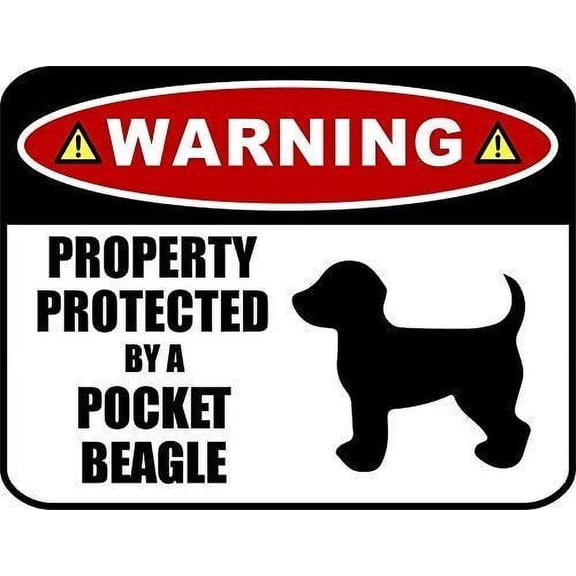Warning Property Protected by a Pocket Beagle (Metal Aluminum Sign) Dog Sign Size: 8 x 12 Inch