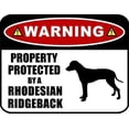 thumbnail image 1 of Warning Property Protected by a Rhodesian Ridgeback (Metal Aluminum Sign) Dog Sign Size: 16 x 12 Inch, 1 of 5
