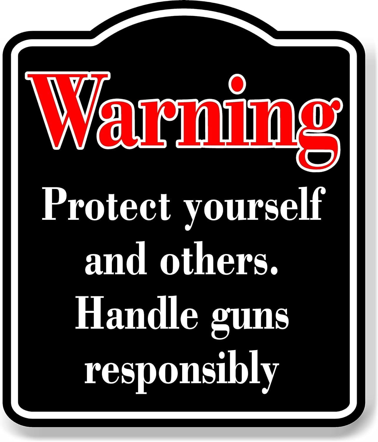 Warning Protect yourself and others. guns red black Aluminum Composite